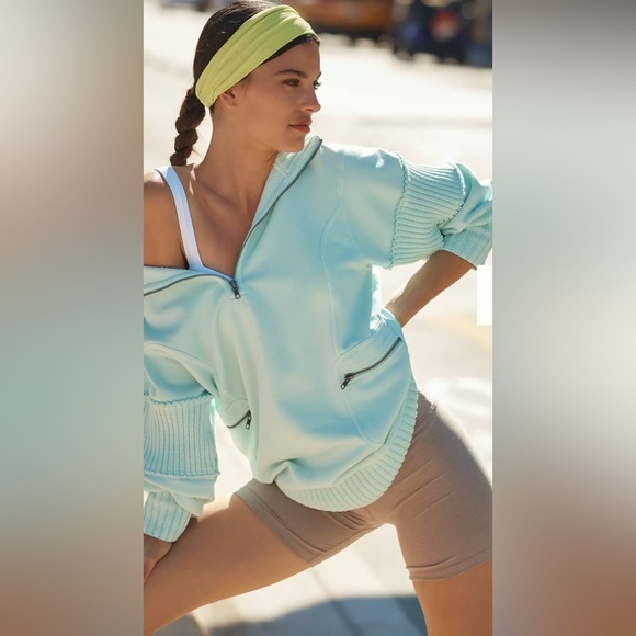 NWT Daily Practice by
Anthropologie Indy Grab
Pullover Light Blue Zip-Up Sweat - Picture 8 of 8